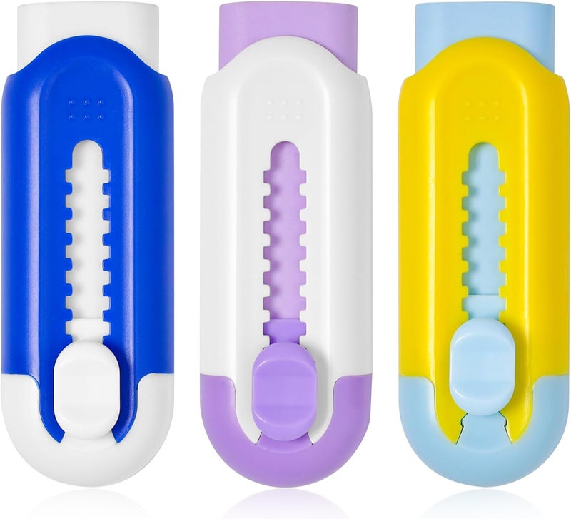 Muxdilu Retractable Eraser, Pack of 3, Pencil Eraser for Pencils,Assorted Color - Image 1